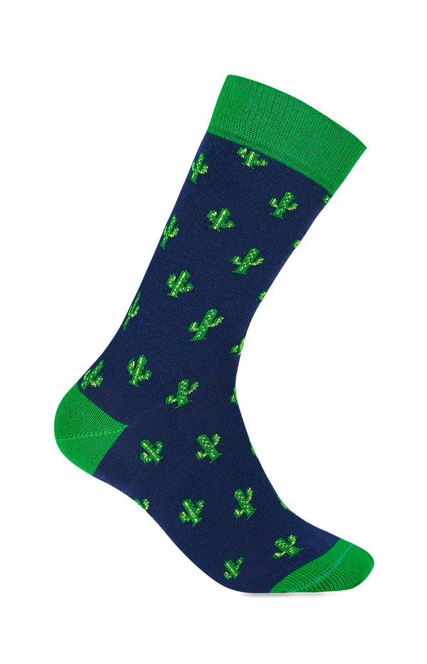 Chaussettes bleu marine et vert - Les Dago Cactus