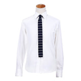 Cravate tricot bleue à rayures blanches