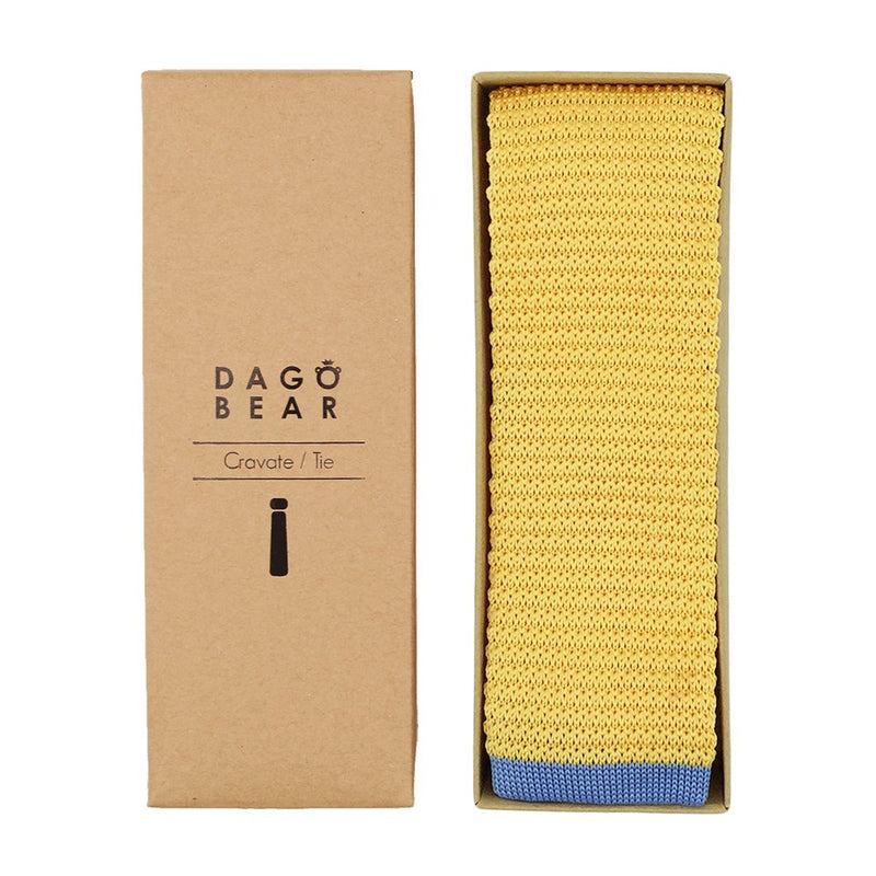 Cravate tricot jaune et bleue