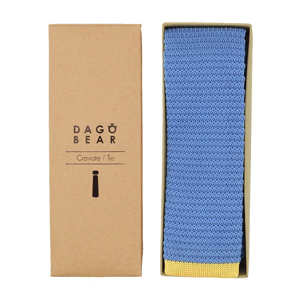 Cravate tricot bleue et jaune