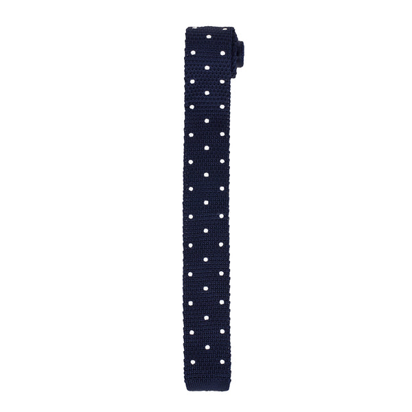 Cravate tricot à pois blancs
