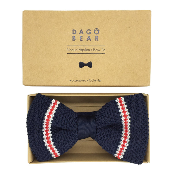 Nœud papillon tricot bleu marine - Le Dago Papillon Oscar