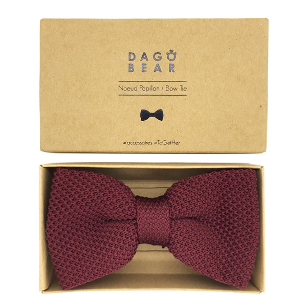 Nœud papillon tricot bordeaux - Le Dago Papillon Gaspard