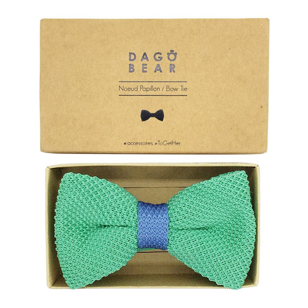 Noeud papillon tricot vert bleu