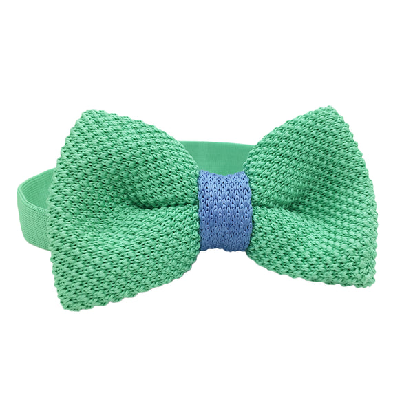 Noeud papillon tricot vert bleu