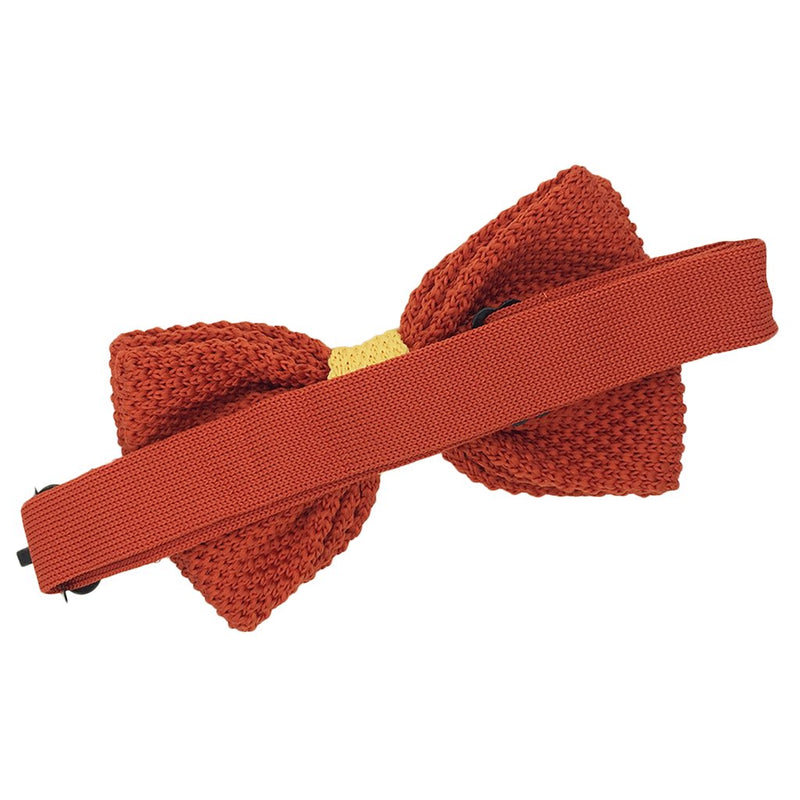 Noeud papillon tricot orange et jaune