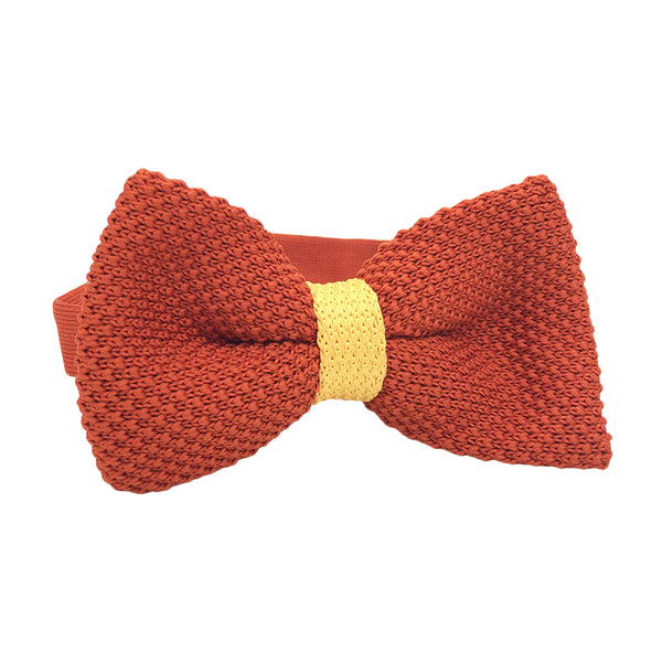 Noeud papillon tricot orange et jaune