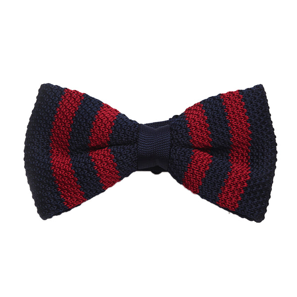 Noeud papillon tricot rouge et bleu