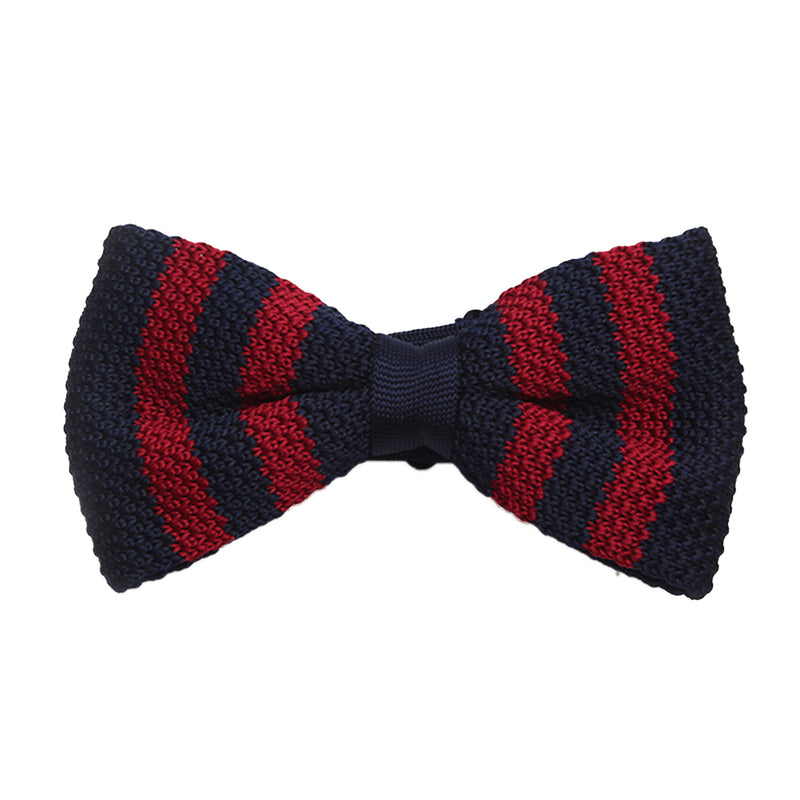Noeud papillon tricot rouge et bleu