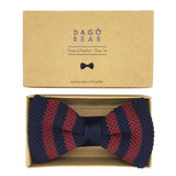 Noeud papillon tricot rouge et bleu